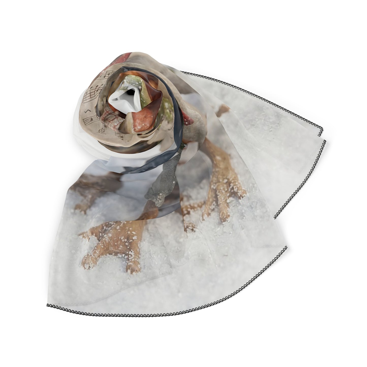Frogs in Snow Choir Poly Scarf – Winter Carolers Singing Through Frost