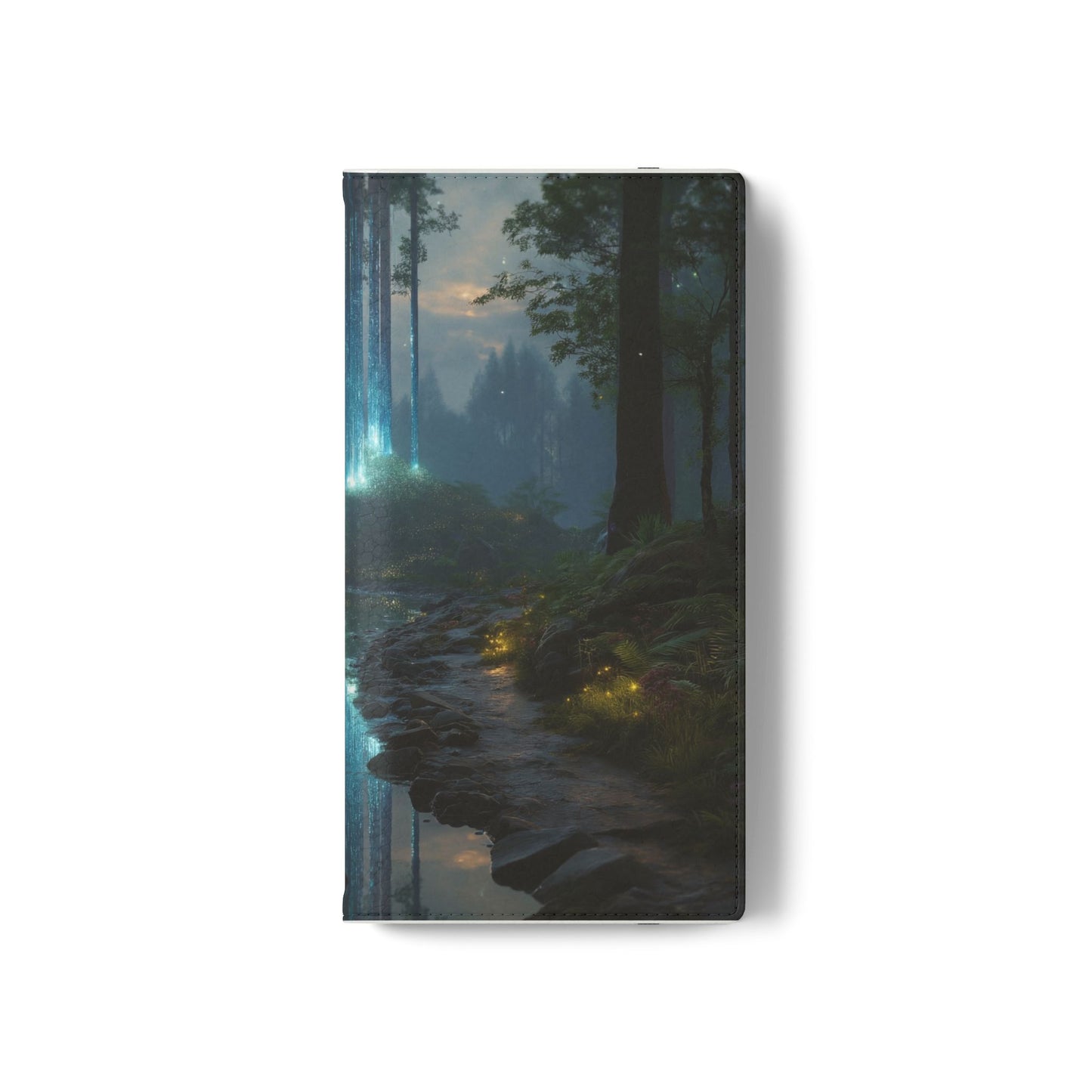Bioluminescent Forest Flip Cases – Cyan Lightfall Stream Cover