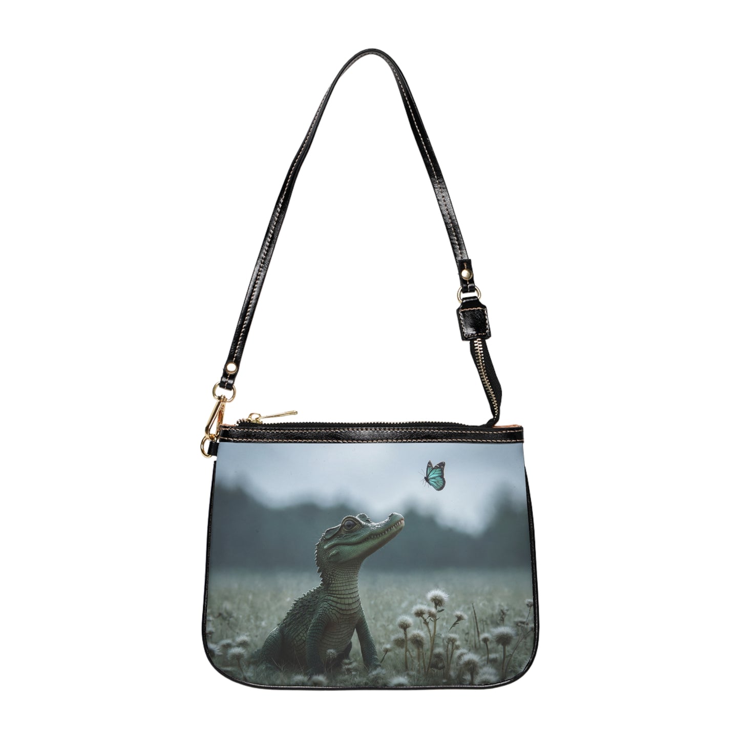 Tiny Alligator & Butterfly Shoulder Bag – Whispering Marsh Dreamscape