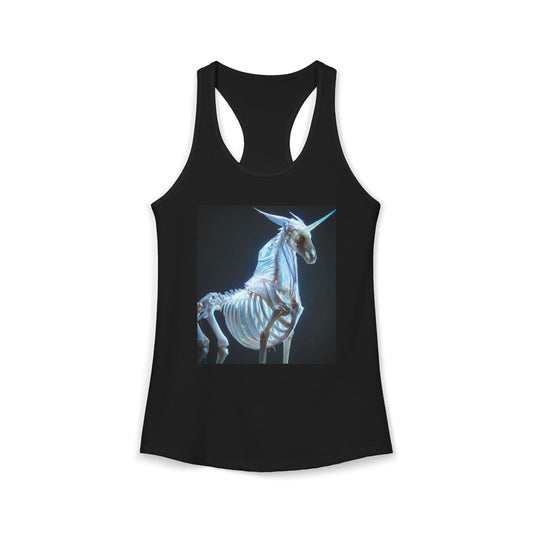 Ethereal Unicorn Skeleton Tank – Bioluminescent Anatomy Print Racerback