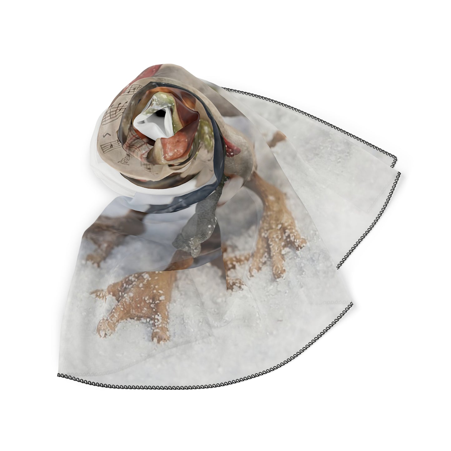 Frogs in Snow Choir Poly Scarf – Winter Carolers in Festive Snow