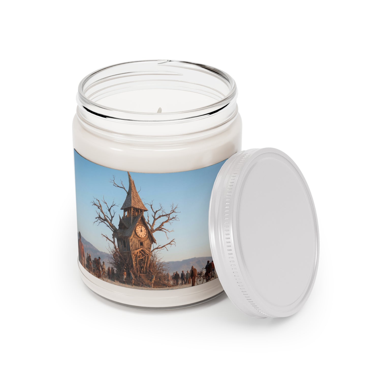 Clocktower in the Desert Scented Soy Candles with White Lid, 9oz – Timeless Wanderer’s Hearth
