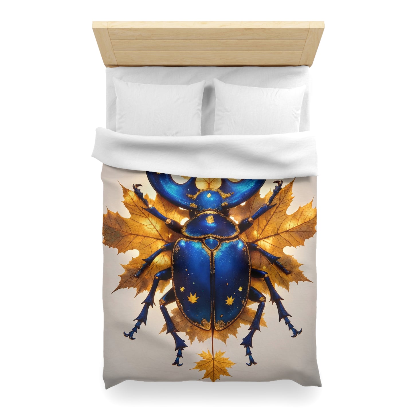 Celestial Beetle Microfiber Duvet Cover – Night Sky Amidst Autumn Leaves