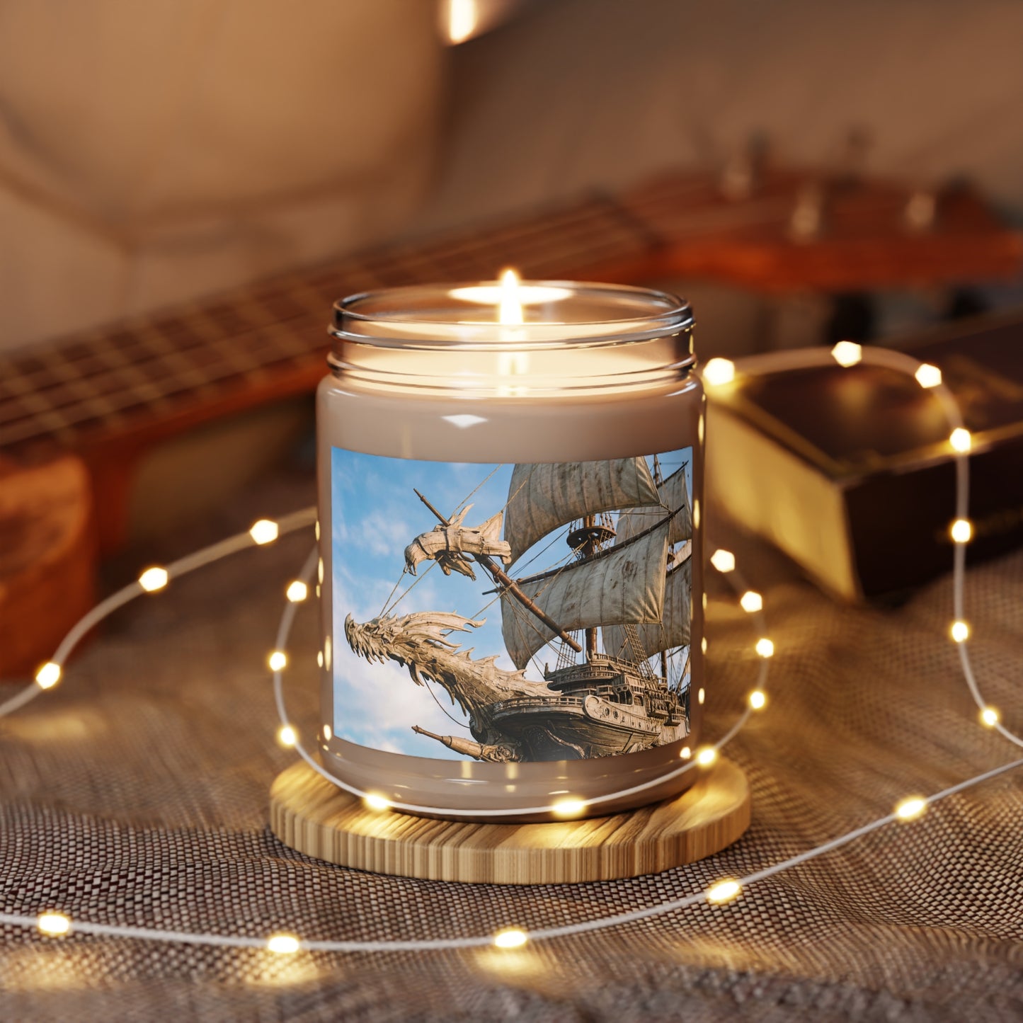 Dragonhead Galleon Scented Soy Candles with White Lid, 9oz – Salt-Kissed Seascape
