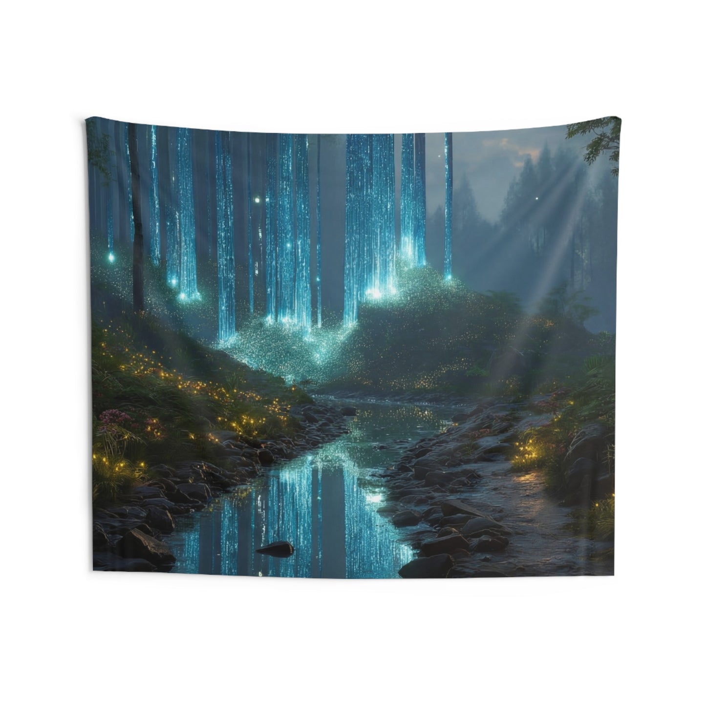 Celestial Forest Stream Tapestries – Luminescent Twilight Dreamscape