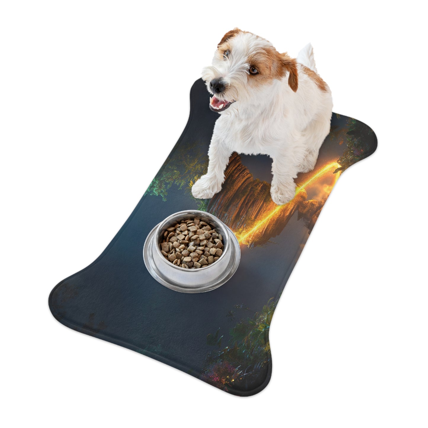 Floating Island Pet Feeding Mats – Luminous Jungle Oasis