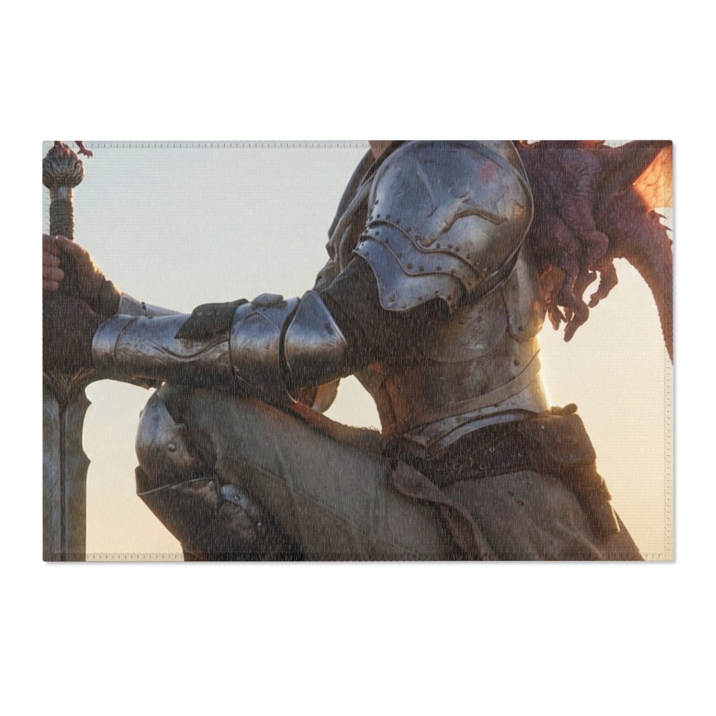Dragon Sentinel Area Rugs – Sunset Peak Guardian Scene