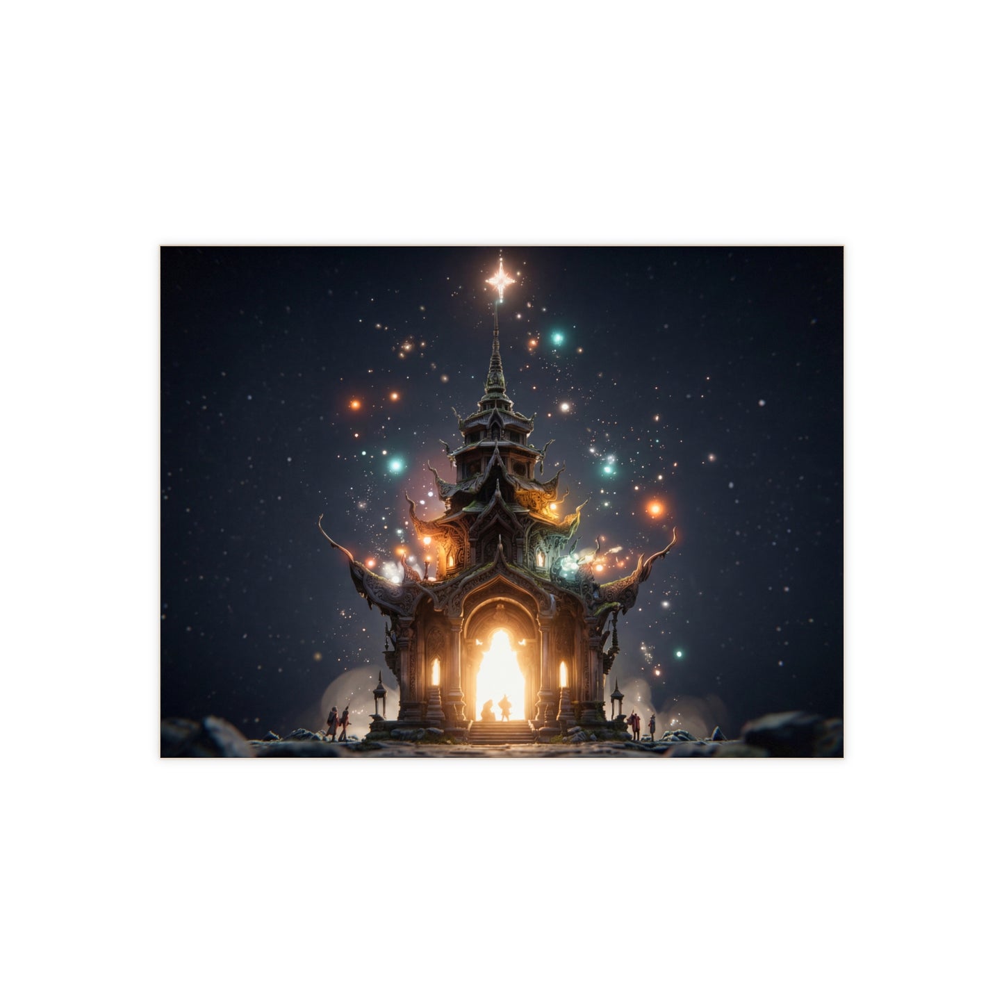 Celestial Temple Ceramic Photo Tile – Threshold of Whispering Stars