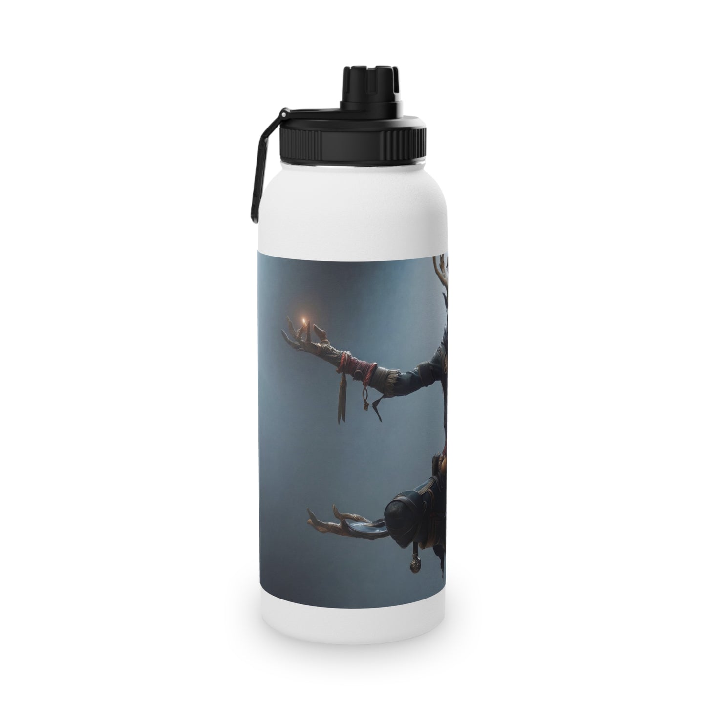 Antlered Sovereign Stainless Steel Water Bottle, Sports Lid – Throne of Whispering Light