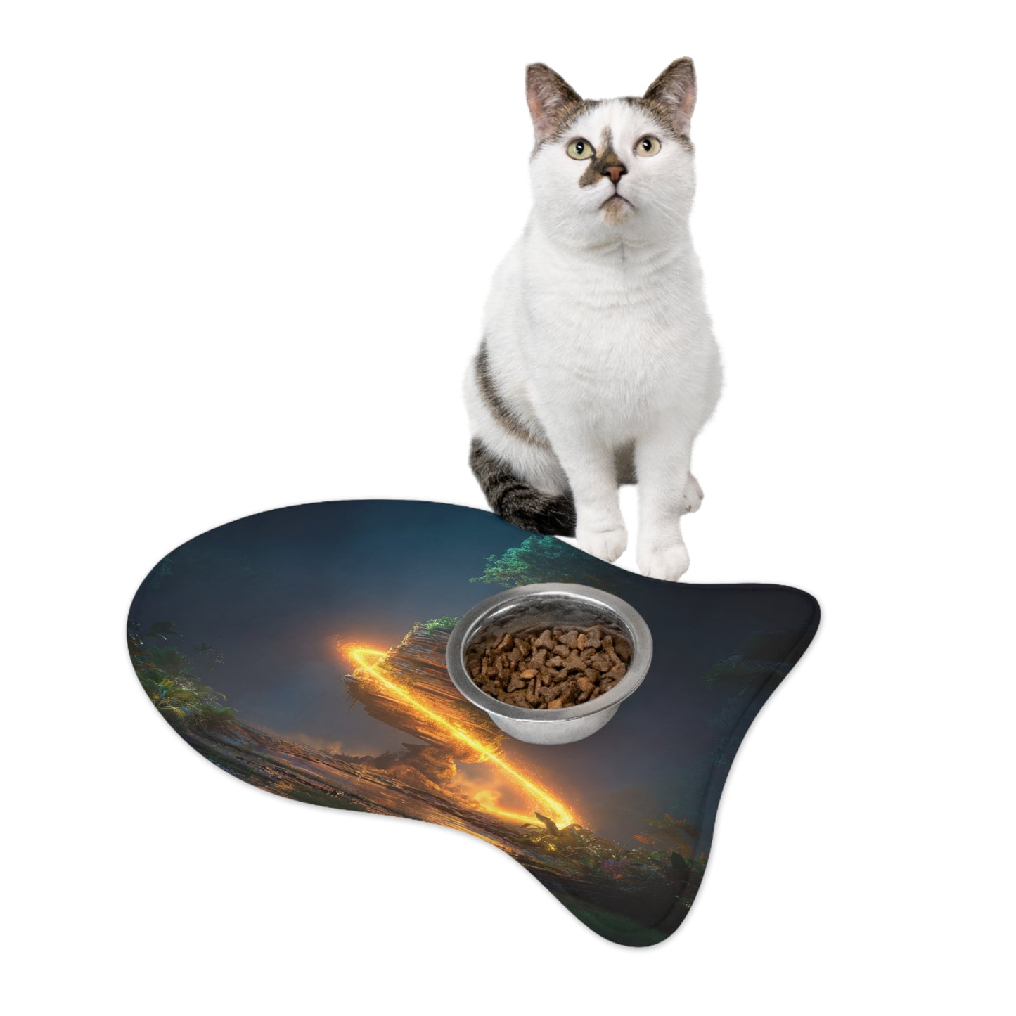 Floating Island Pet Feeding Mats – Luminous Jungle Oasis