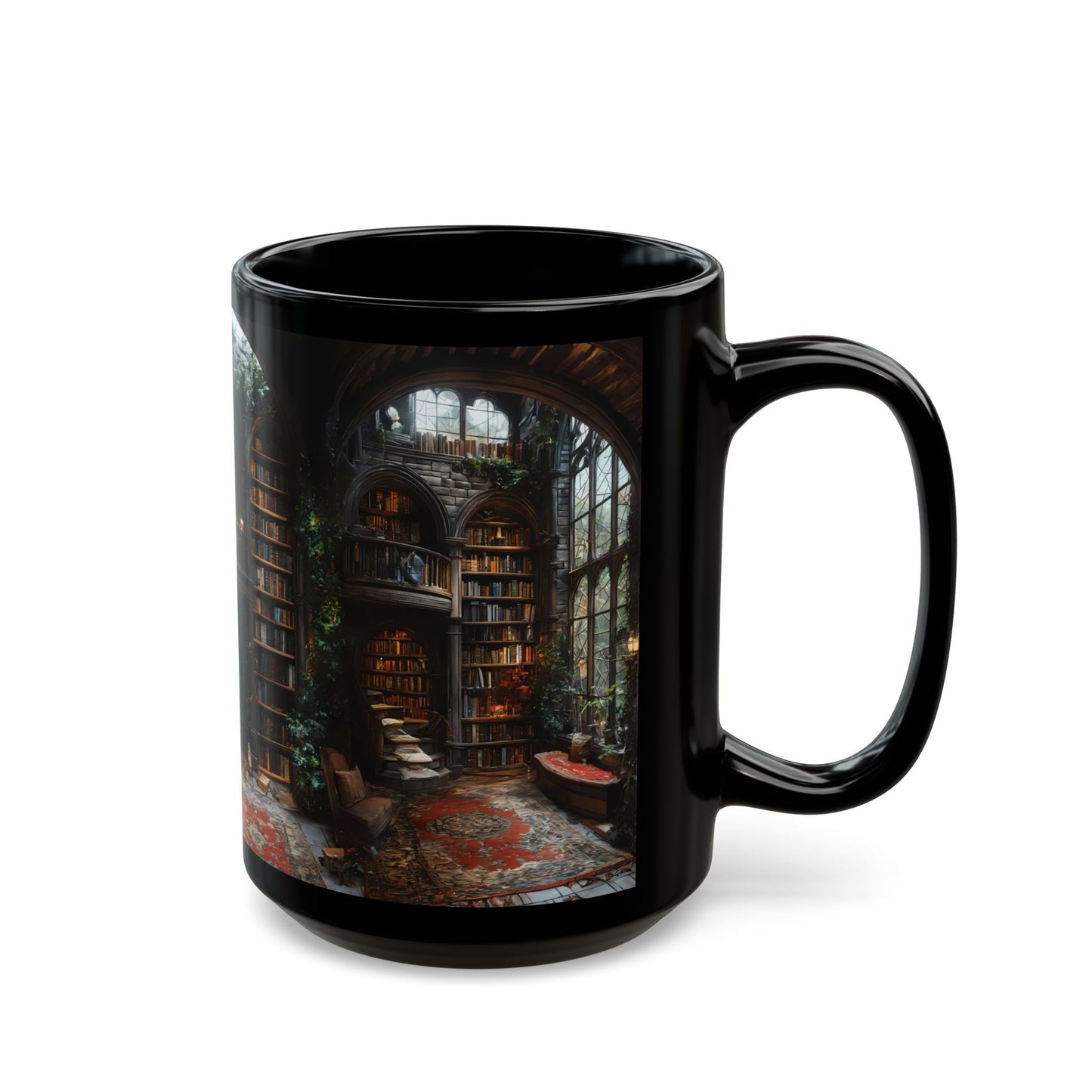 Gothic Library Black Mug – Whispers of Forgotten Pages