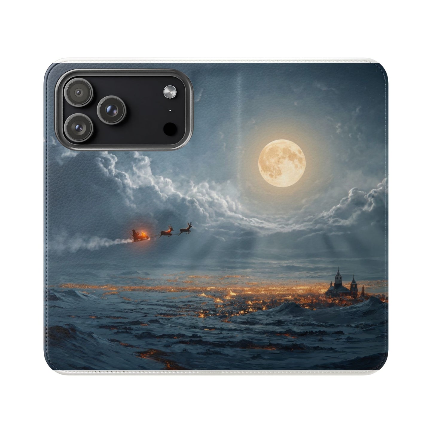 Moonlit Sleigh Flip Cases – Northern Lights Winter Journey