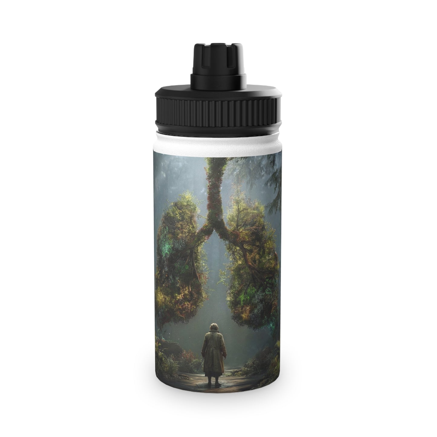 Lungs of the Forest Stainless Steel Water Bottle, Sports Lid – Breath of Ancient Canopy