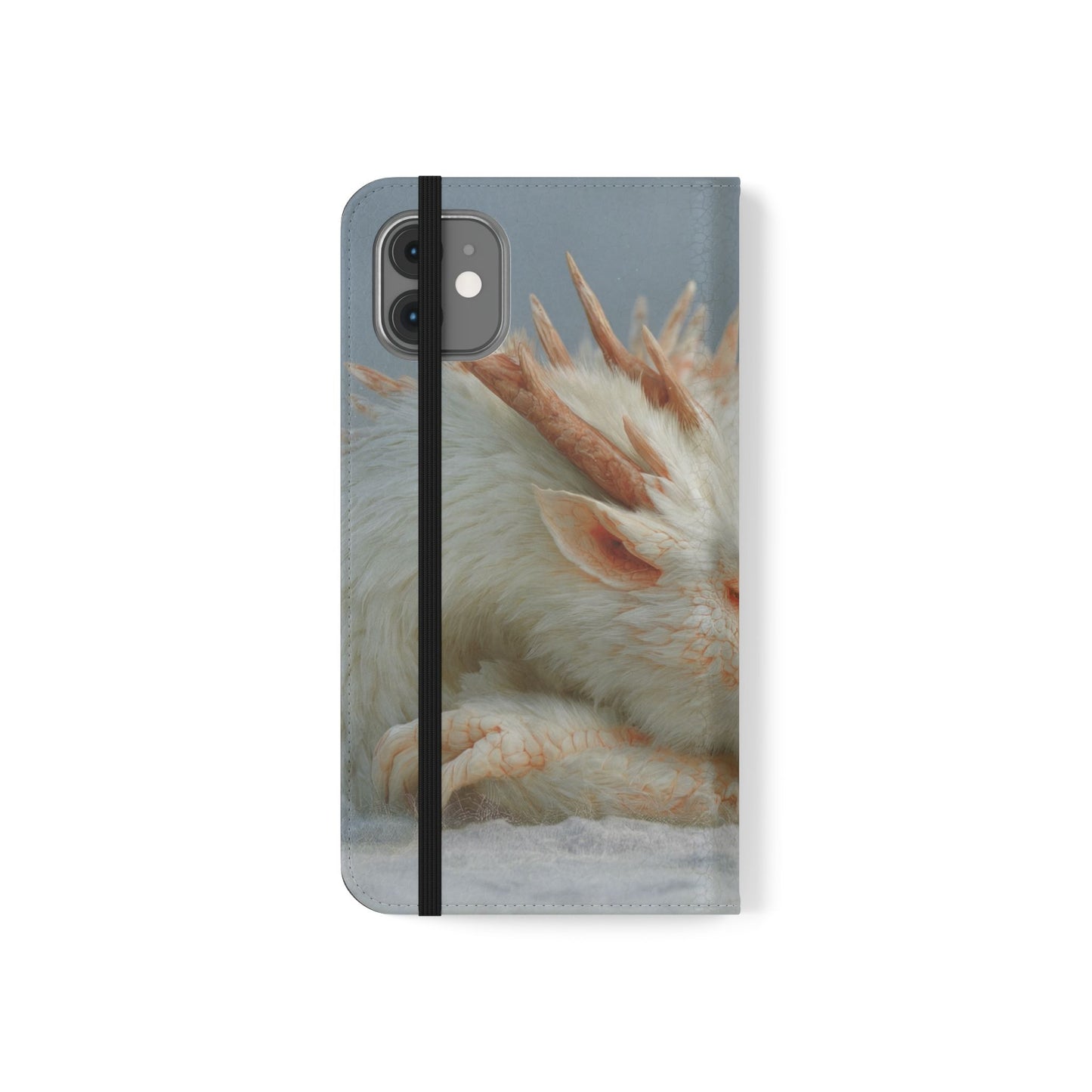 Sleeping Child and Dragon Flip Cases – Snowy Guardian Embrace