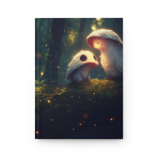 Whispering Mushroom Friends Hardcover Journal Matte – Glow-Filled Twilight Grove