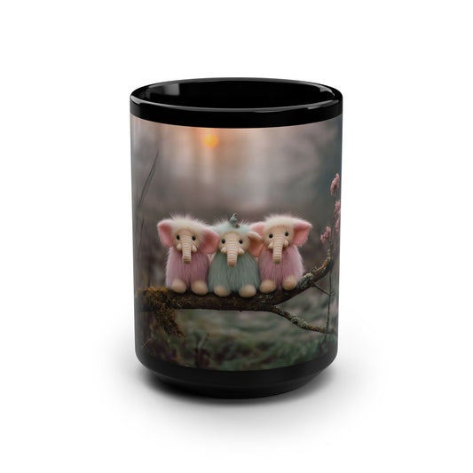 Mossy Branch Elephants Mug – Fuzzy Forest Friends Ceramic Cup