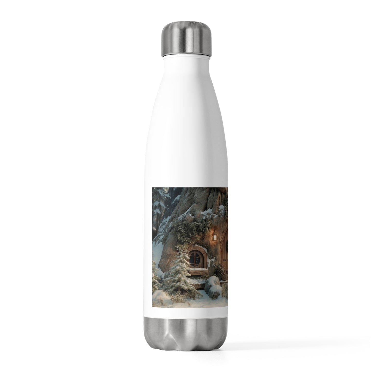 Snowbound Treehouse Doorway 20oz Insulated Bottle – Warmth in Winter’s Hush