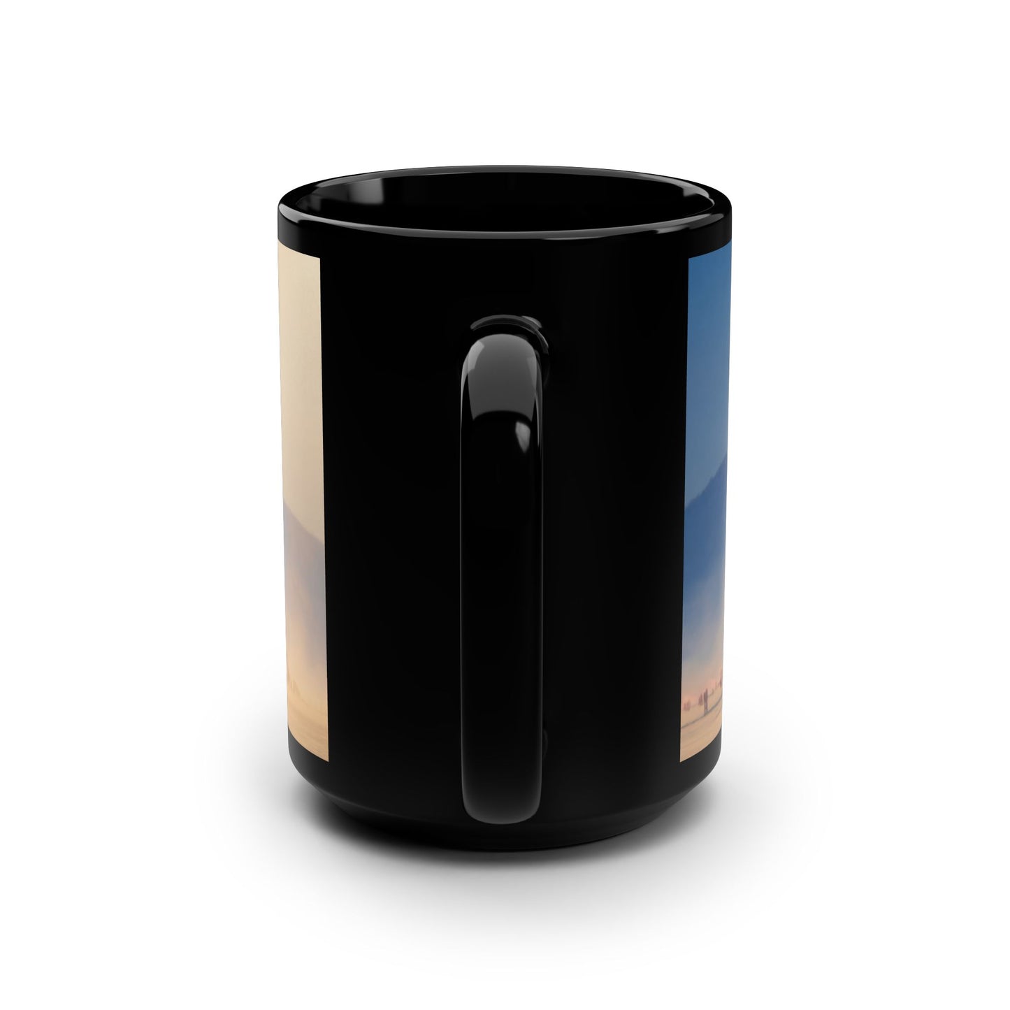 White Tower Black Mug, 15oz – Sunlit Salt Fort at Burning Man