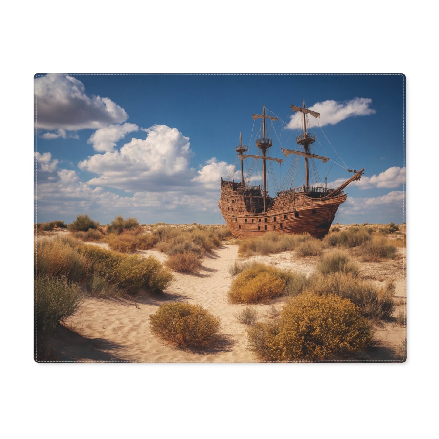 Desert Shipwreck Placemat – Sun-Drenched Galleon in Golden Dunes