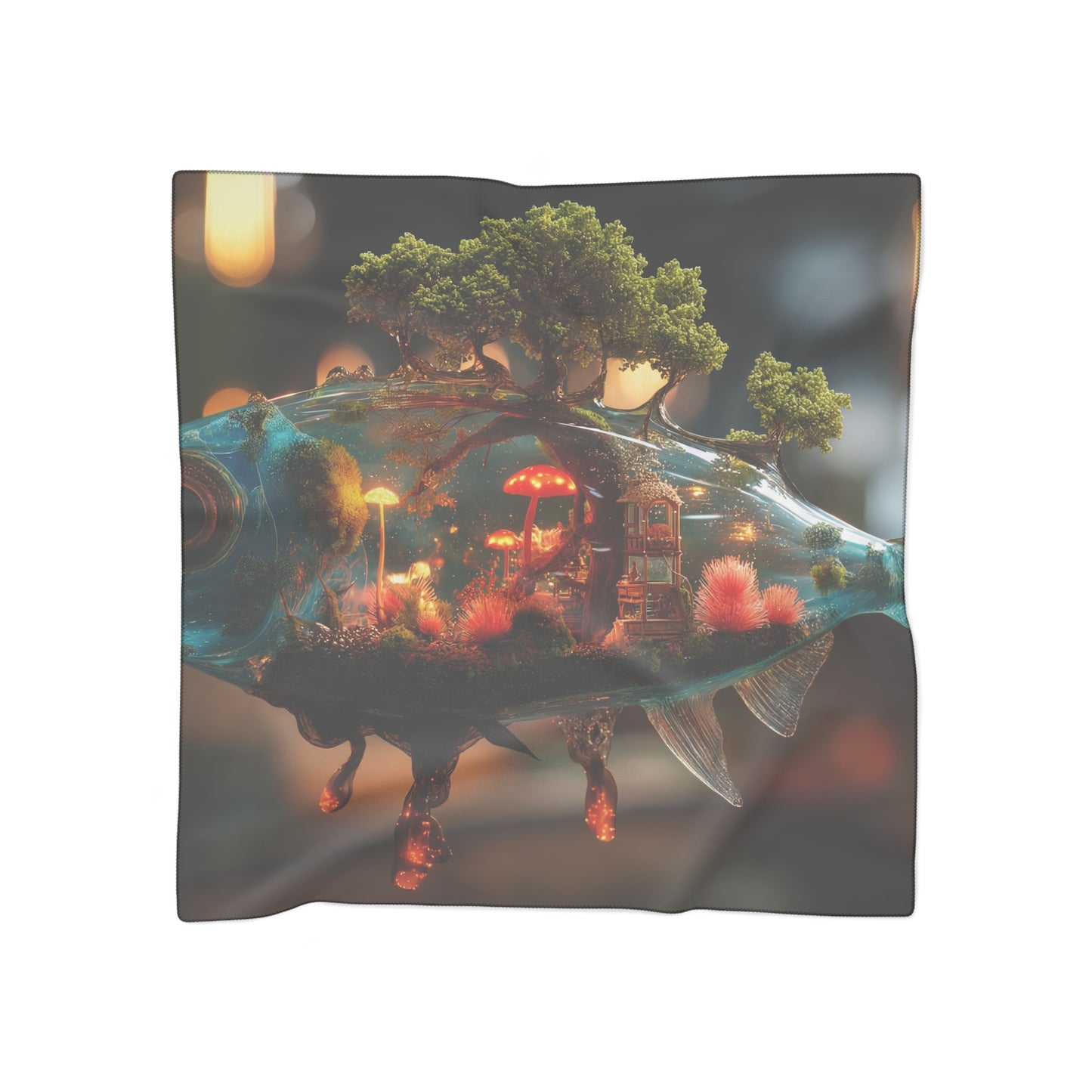 Forest Within Fish Poly Scarf – Liquid Twilight Sanctuary