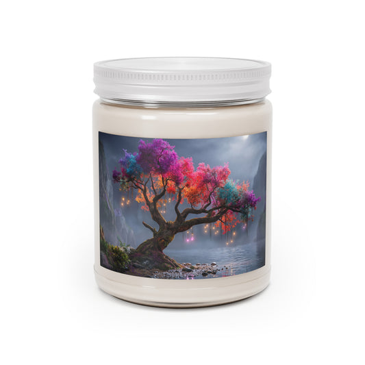 Chromatic Dream Tree Scented Soy Candles with White Lid, 9oz – Moonlit Spectrum Serenity
