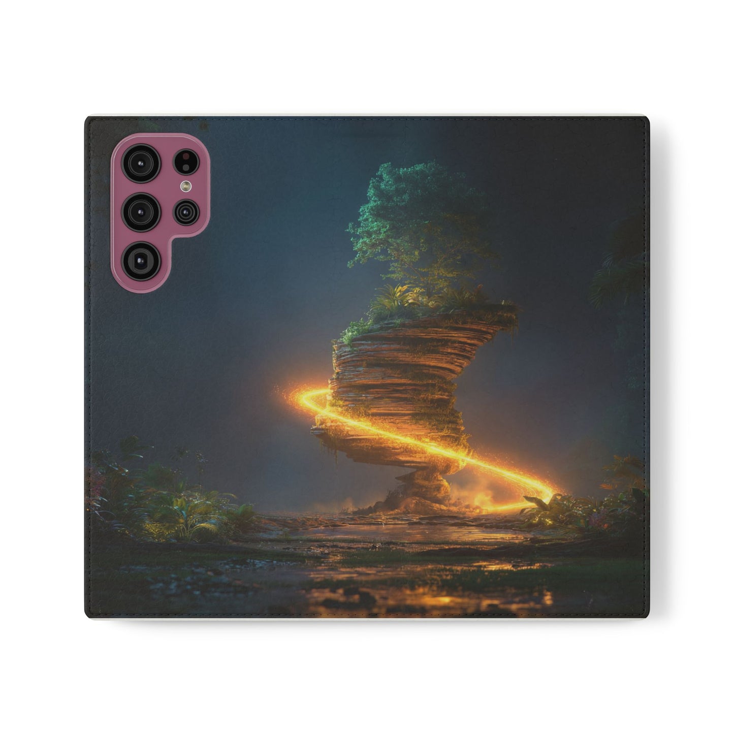 Luminous Floating Island Flip Cases – Amber Twilight Sanctuary