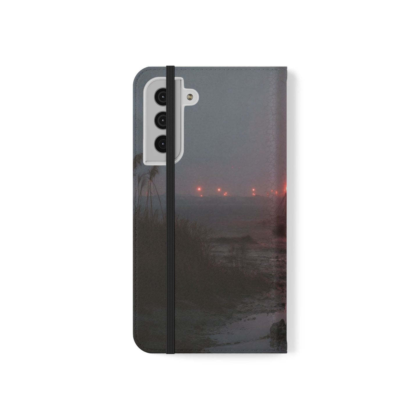 Crimson Circus Tent Flip Cases – Misty Coastside Lantern Scene