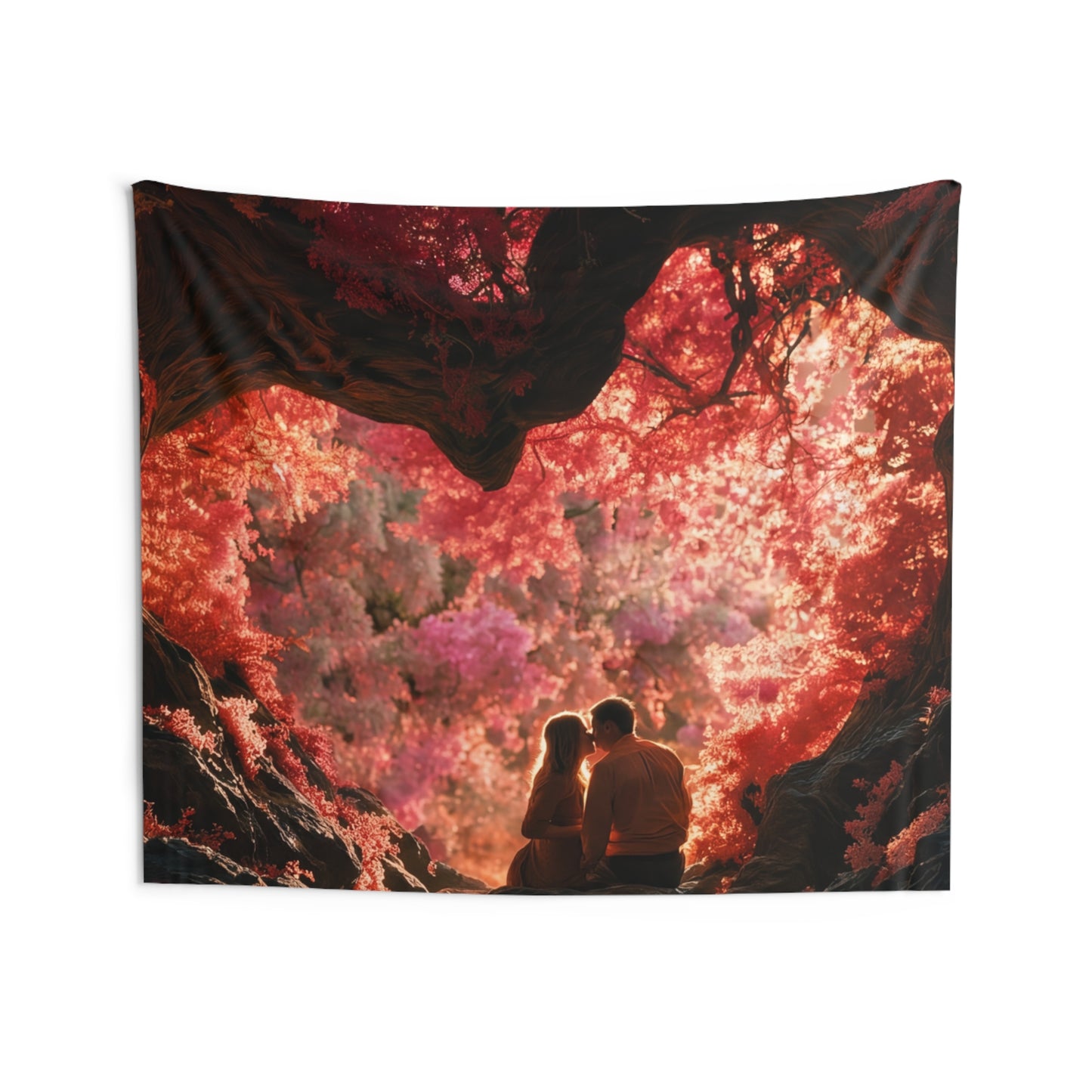 Crimson Canopy Love Tapestries – Whispers of the Pink Grove