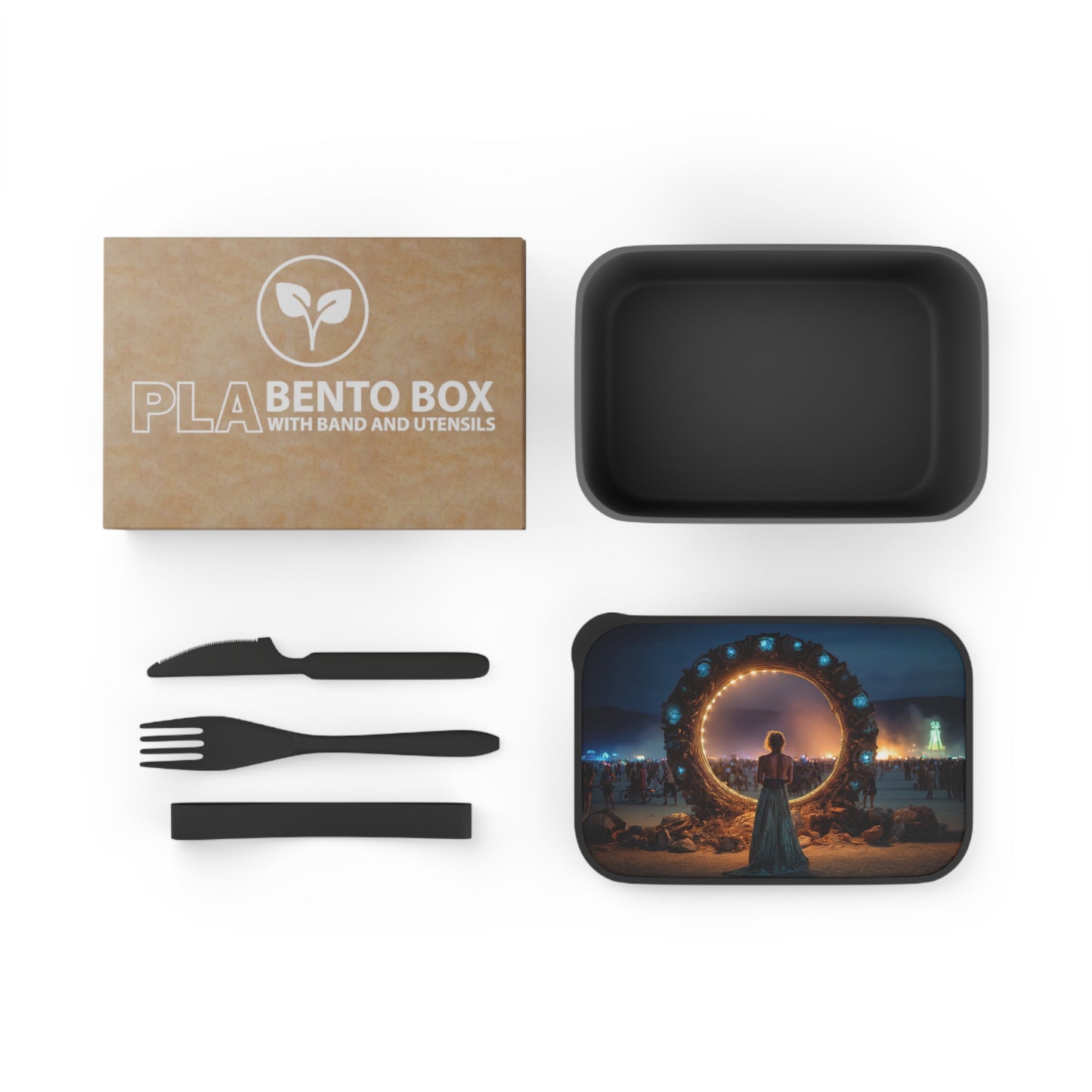 Portal to the Pulse PLA Bento Box with Band and Utensils – Glowing Threshold at Midnight