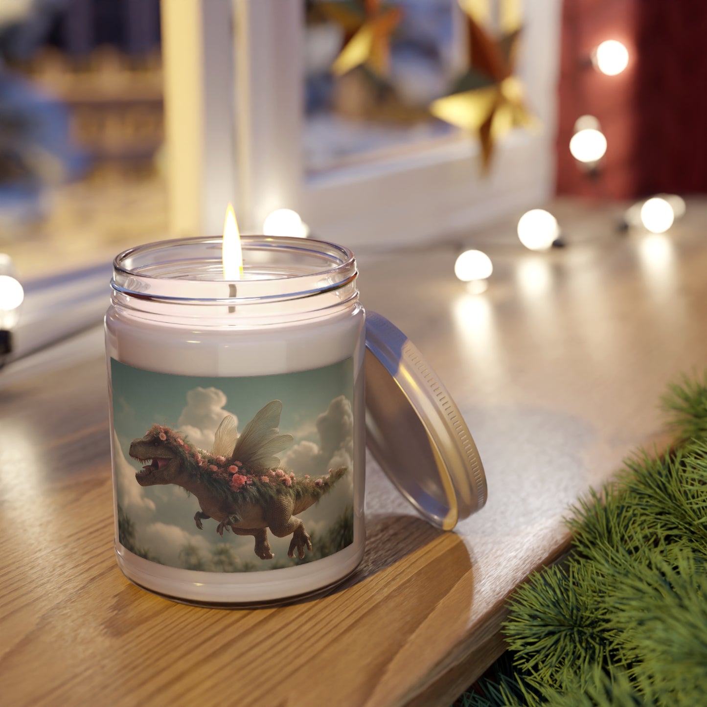Floral Winged Dinosaur Scented Soy Candles with White Lid, 9oz – Skyborne Garden Guardian