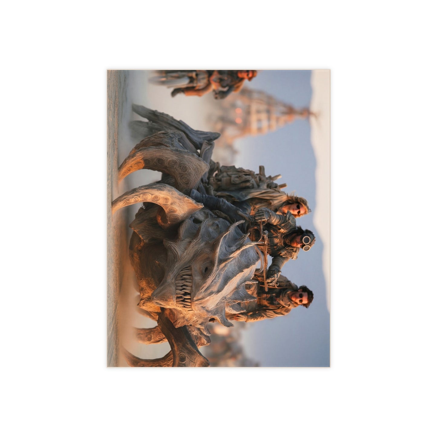 Desert Runners Ceramic Photo Tile – Dust-Swept Fantasy Ride Through Twilight