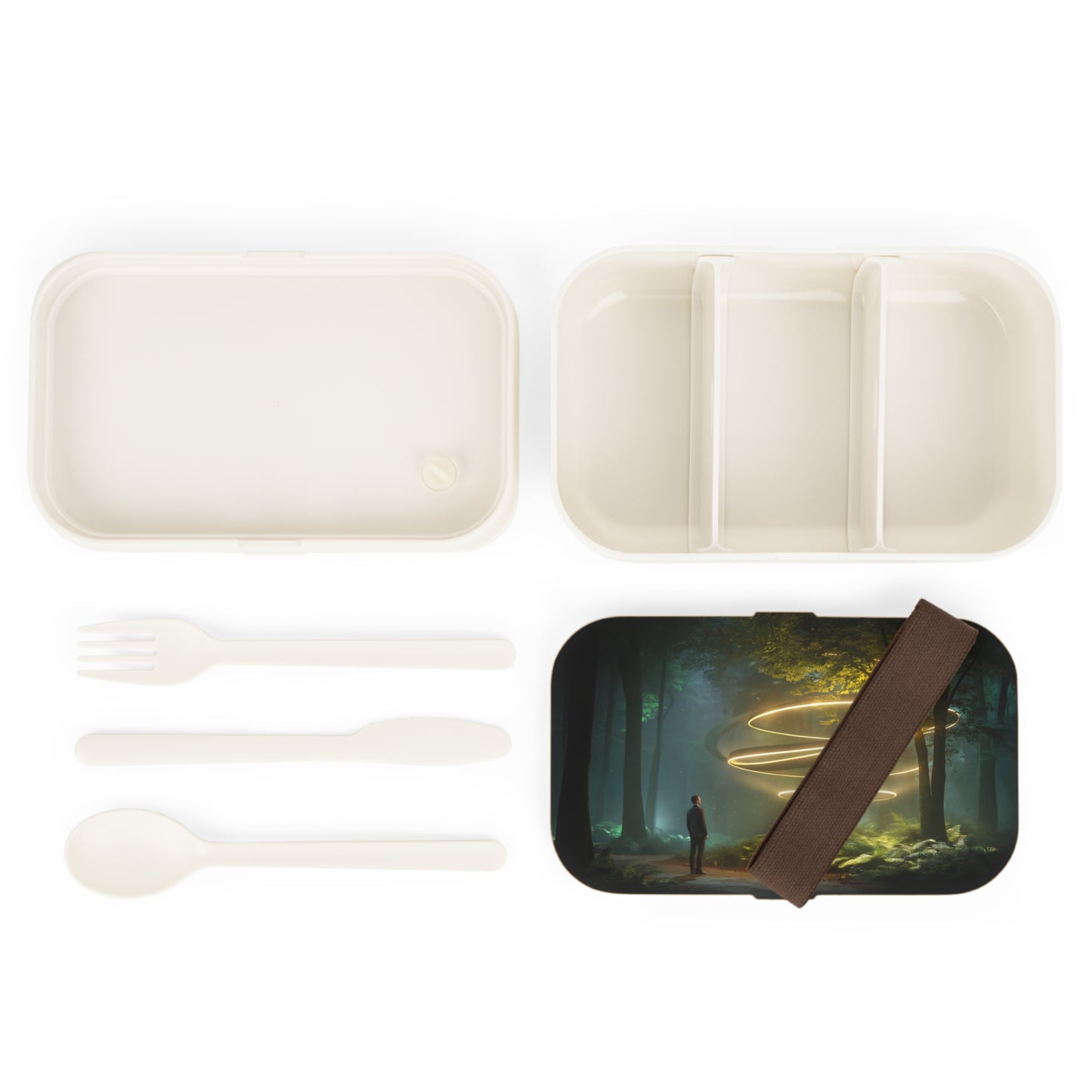 Spiral Light Forest Bento Box – Luminous Vortex Dinnerware