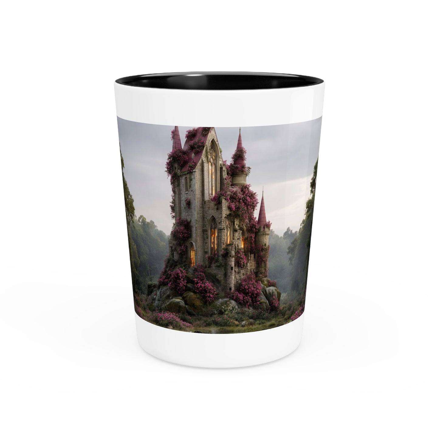 Rose-Clad Castle Shot Glass – Whispering Twilight Abode