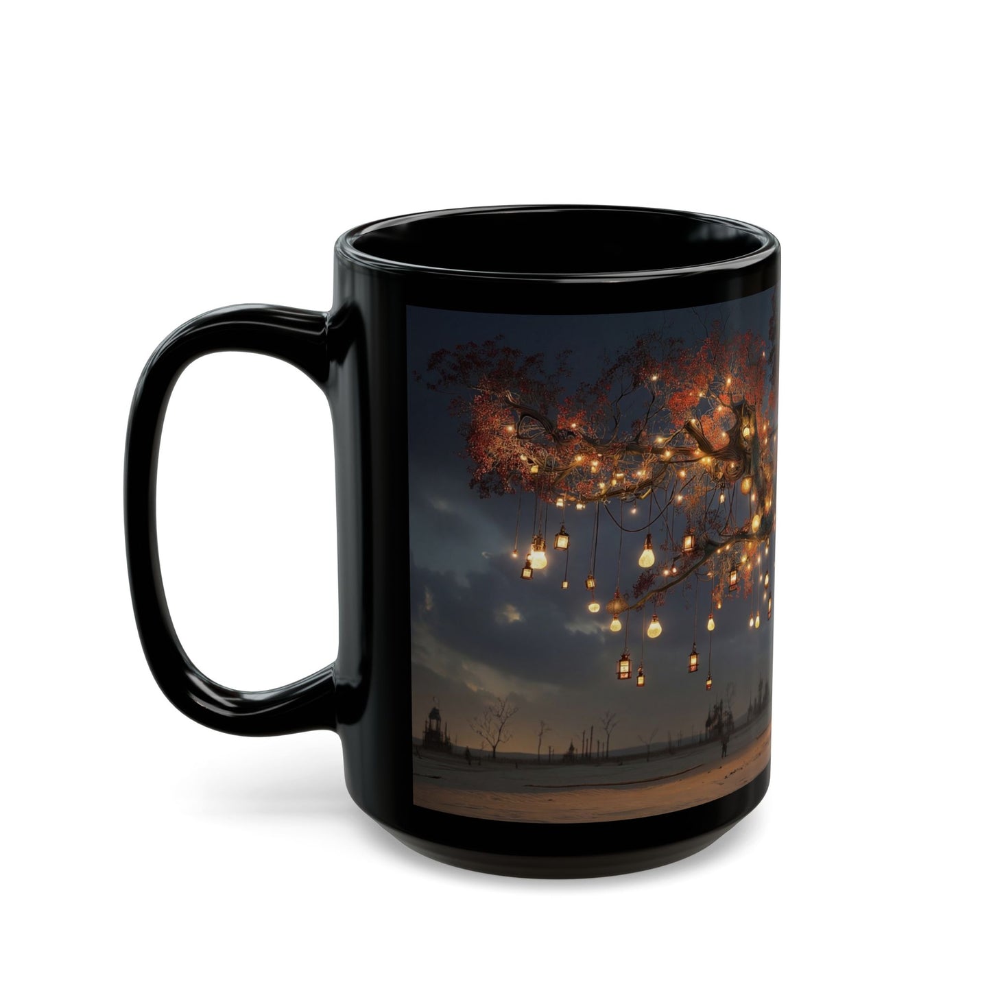 Luminous Wandering Tree Mug – Desert Oasis Nightscape