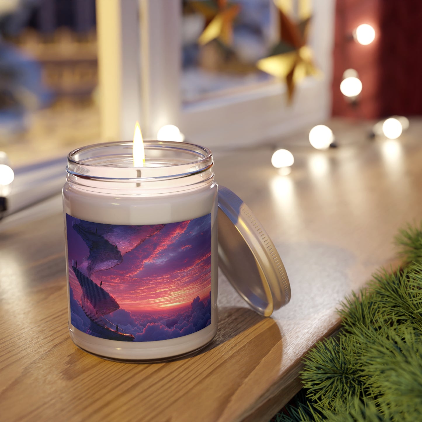 Celestial Spiral Staircase Scented Soy Candles with White Lid, 9oz – Twilight Ascension