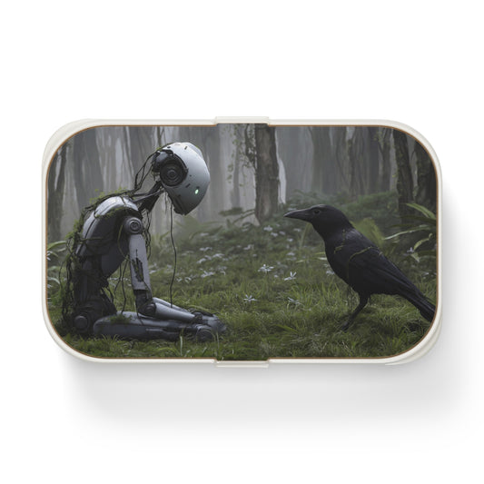 Forgotten Robot and Raven Bento Lunch Box – Whispers of the Verdant Grove