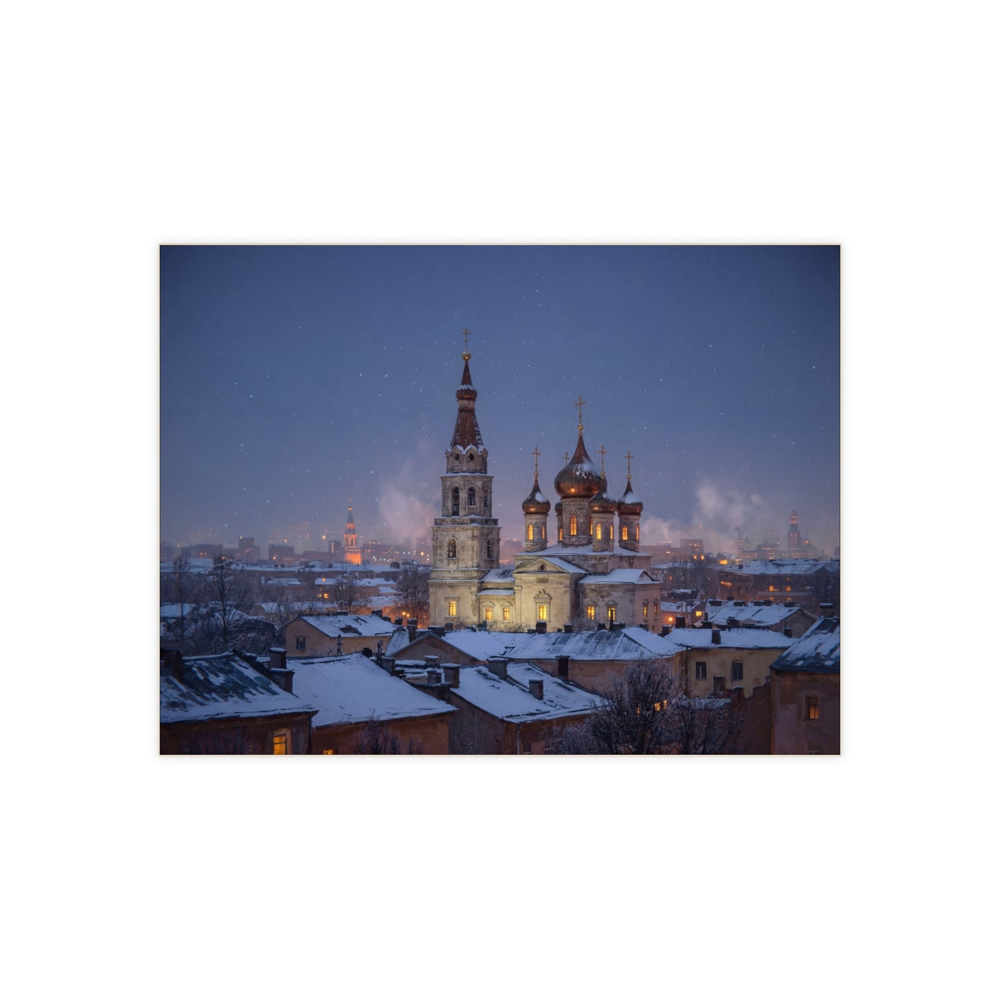 Snow-Dusted Cathedral Ceramic Photo Tile – Winter’s Quiet Hymn