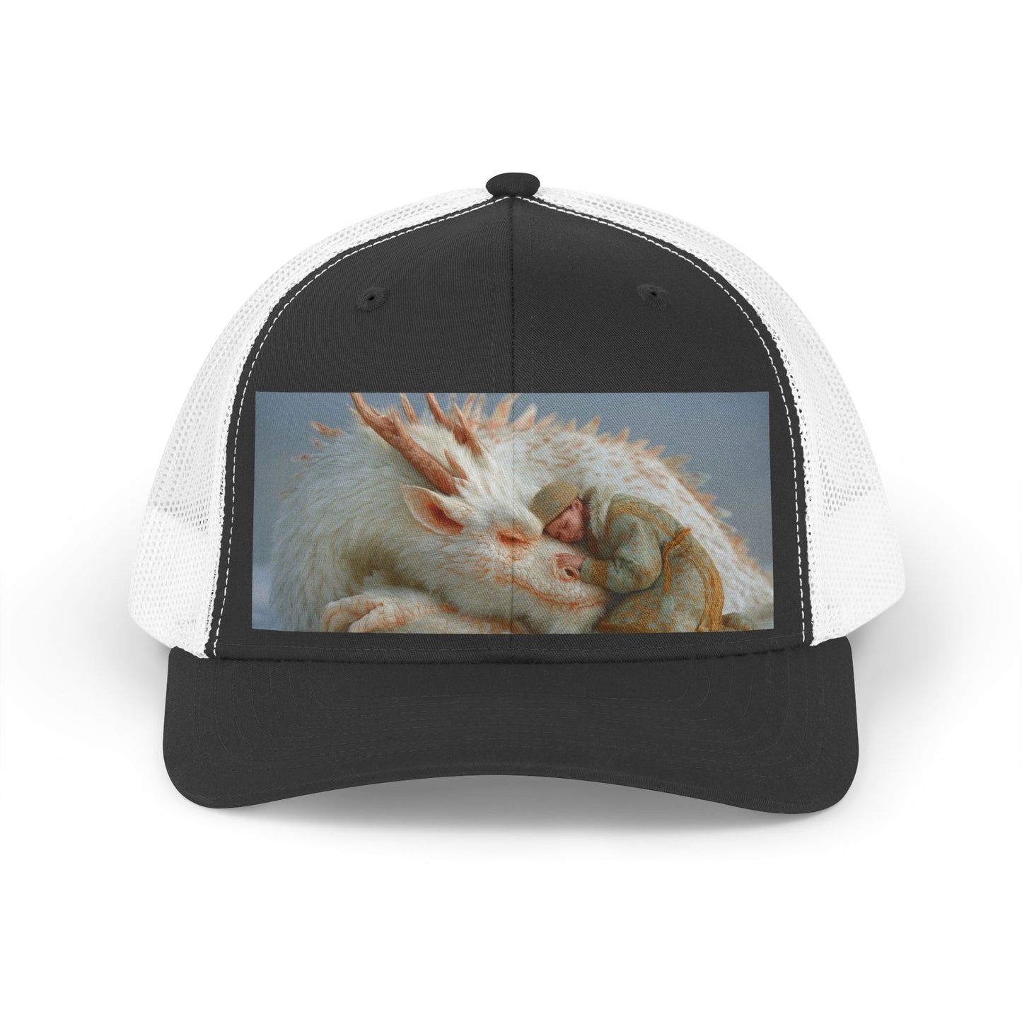 Sleeping Dragon Child Trucker Retro Hat – Snowy Guardian’s Rest