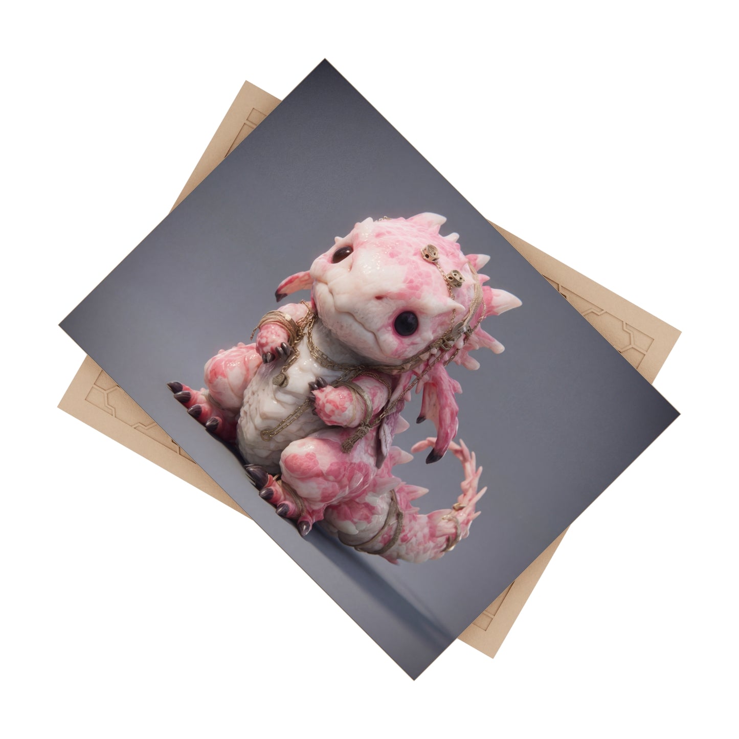 Pink Petal Dragon Ceramic Photo Tile – Regal Guardian of Soft Twilight