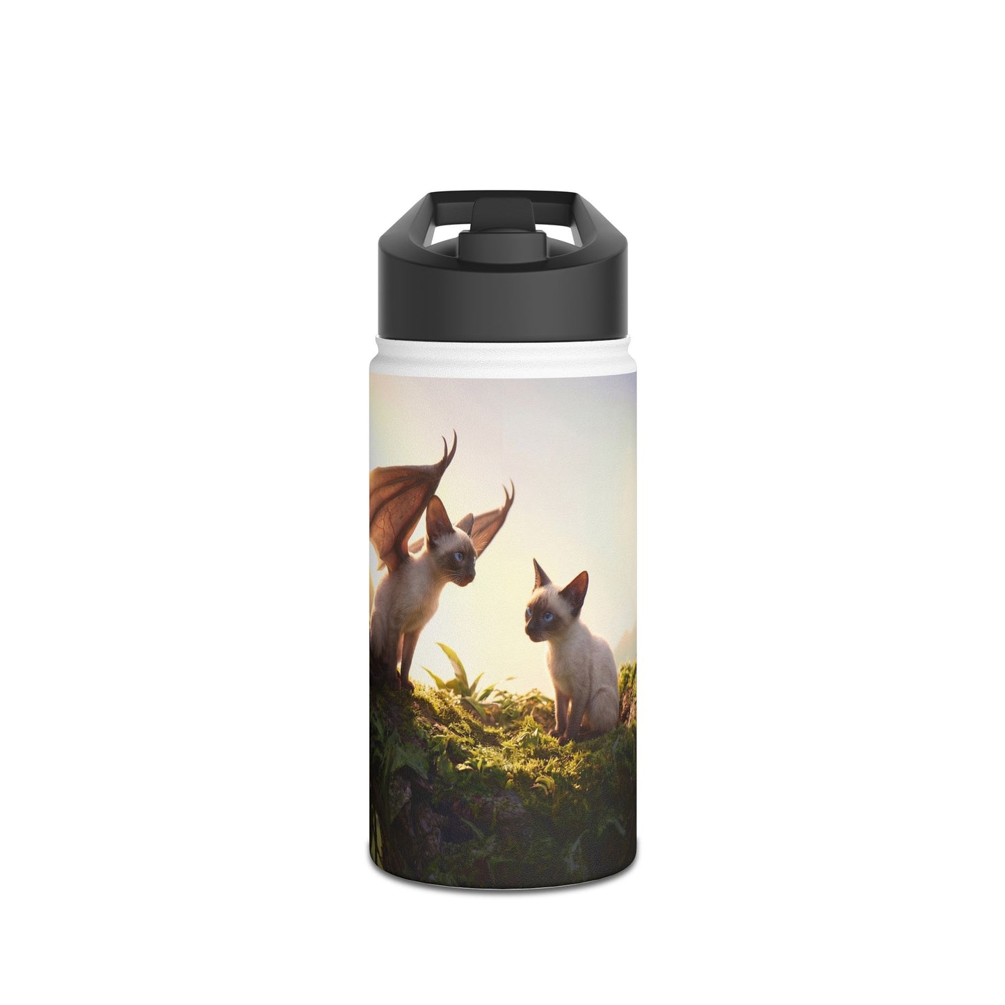Winged Siamese Kittens Water Bottle – Sunlit Grove Whispers