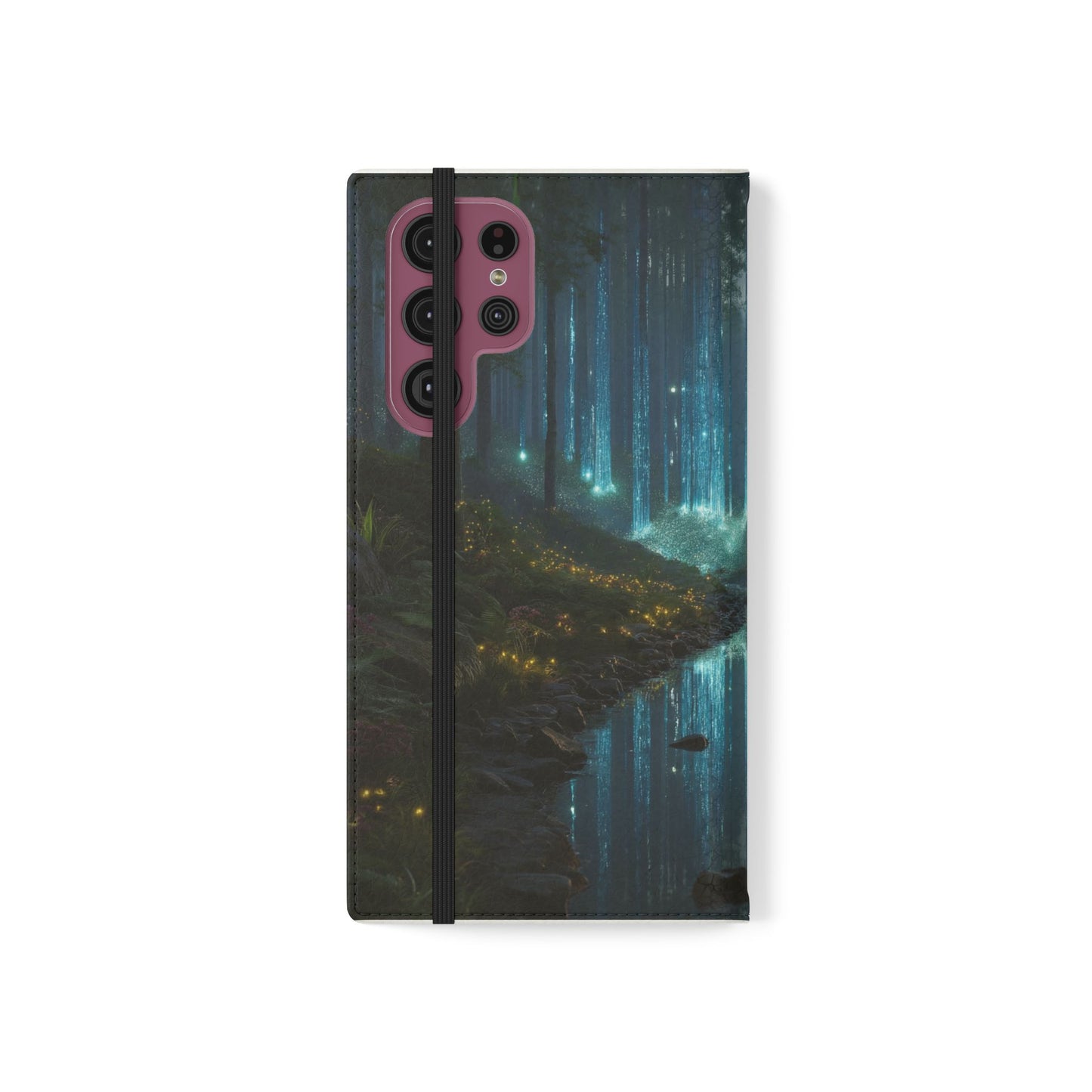 Bioluminescent Forest Flip Cases – Cyan Lightfall Stream Cover