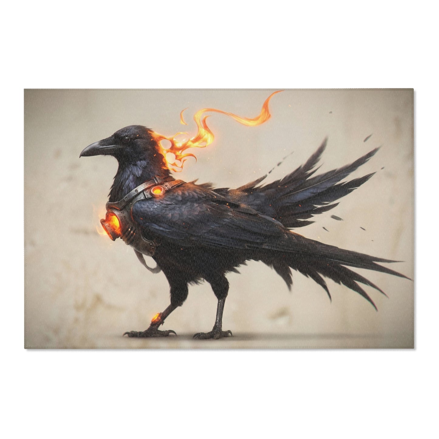 Fiery Raven Sentinel Area Rug – Ember-Clad Avian Guardian