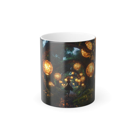 Lantern Grove Color Morphing Mug, 11oz – Girl Walking Through Golden Tunnel