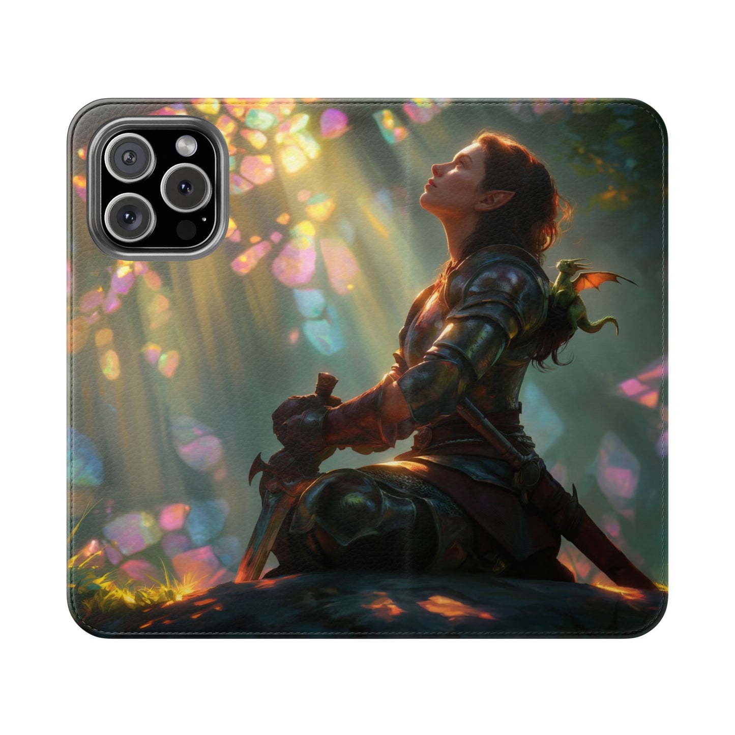 Crystal Grove Sentinel Flip Cases – Iridescent Forest Dawn Guardian