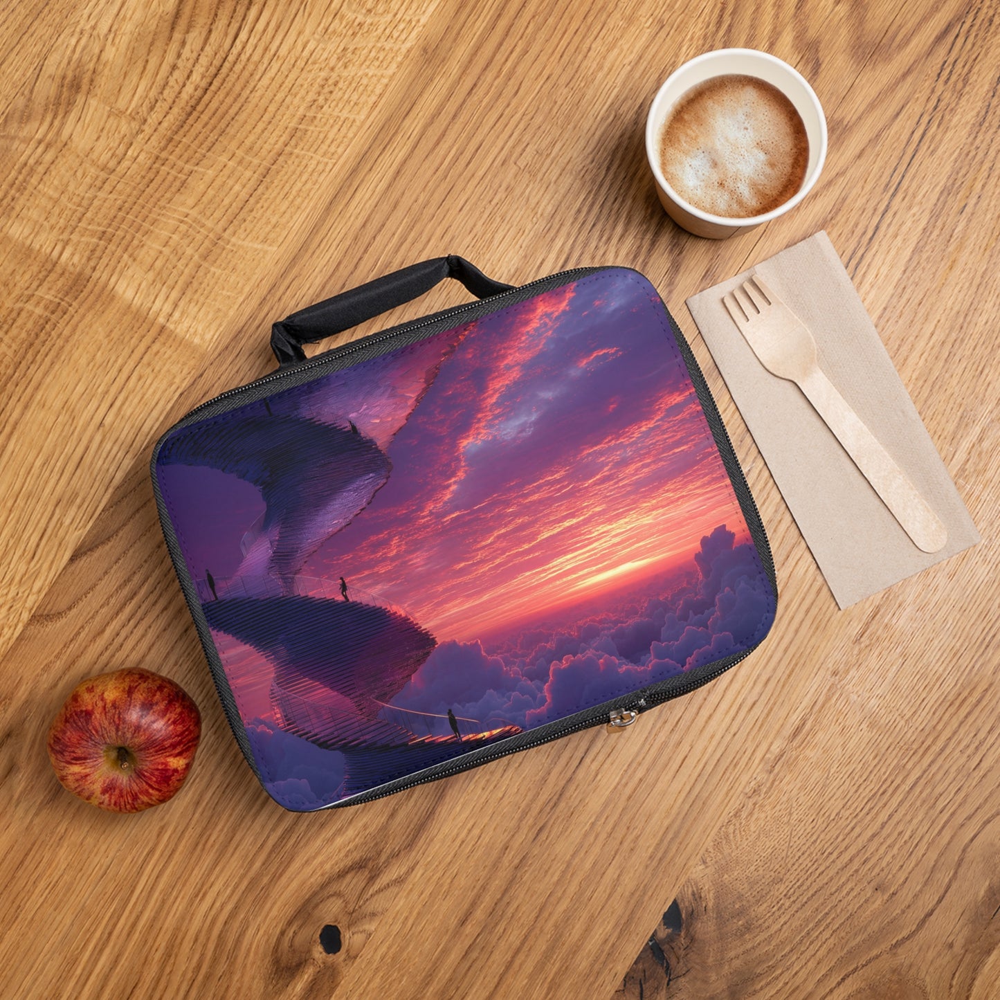 Celestial Spiral Staircase Lunch Bag – Ascending Through Twilight Clouds