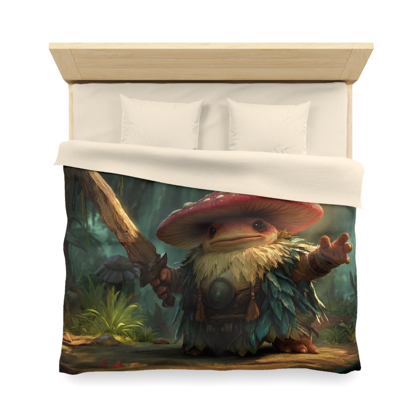 Mushroom Knight Duvet Cover – Mossy Jungle Guardian Bedding
