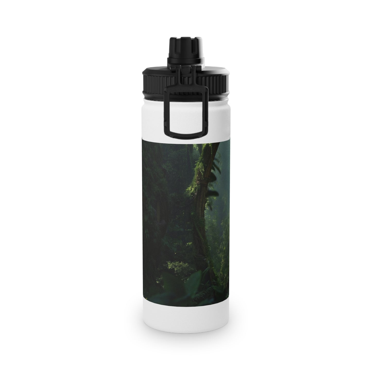 Guardian Eye of the Emerald Grove Stainless Steel Water Bottle, Sports Lid – Watchful Forest Portal