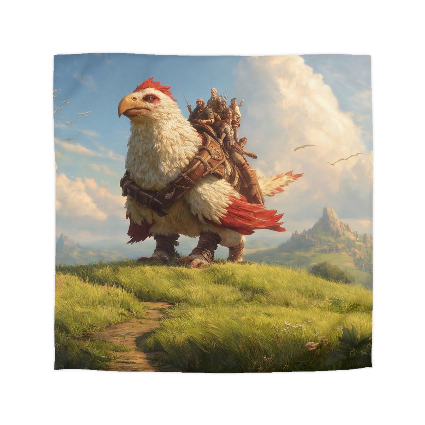 Skybound Hawk Riders Microfiber Duvet Cover – Sunlit Summit Adventure