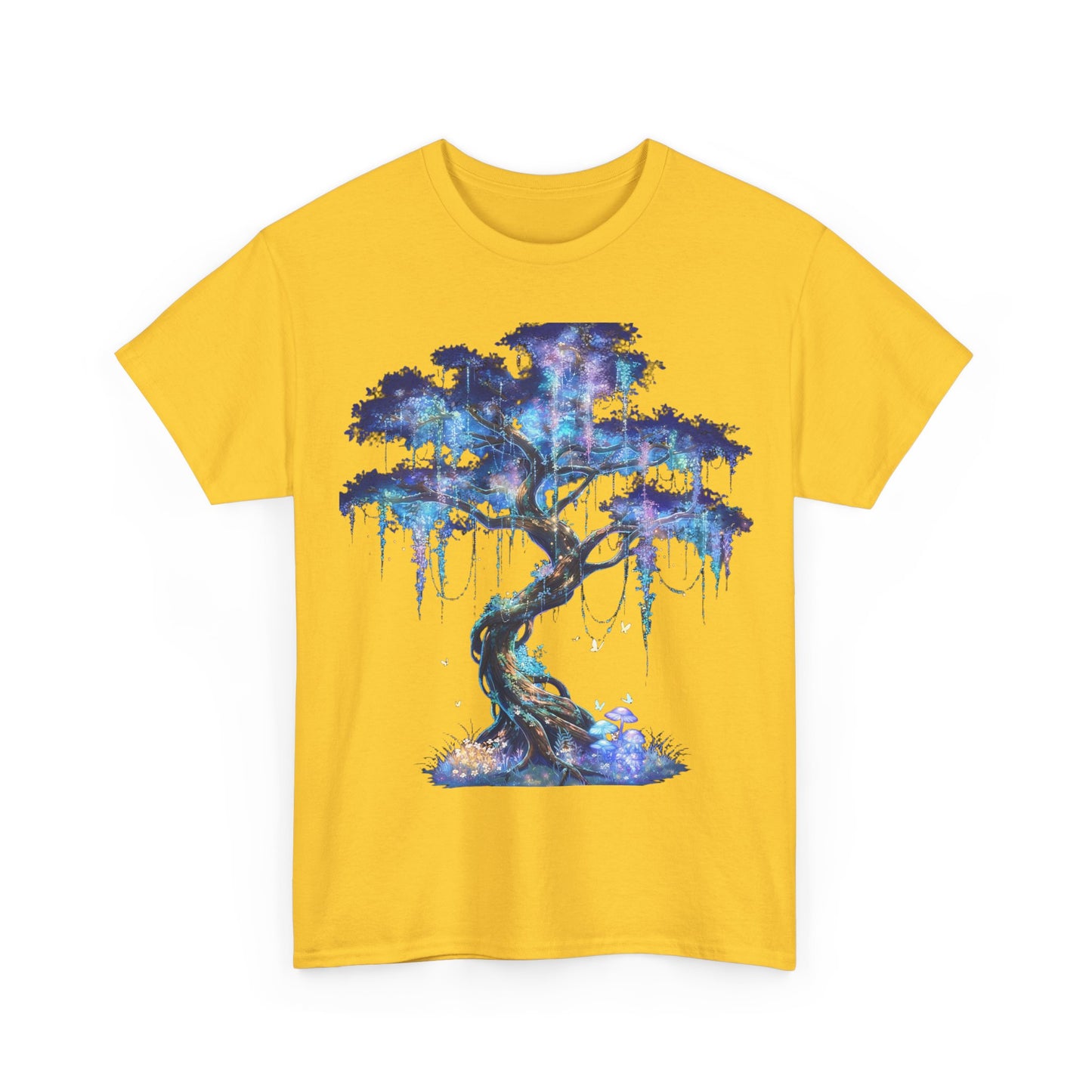 Mystic Glow Tree Unisex Heavy Cotton Tee – Bioluminescent Forest Guardian