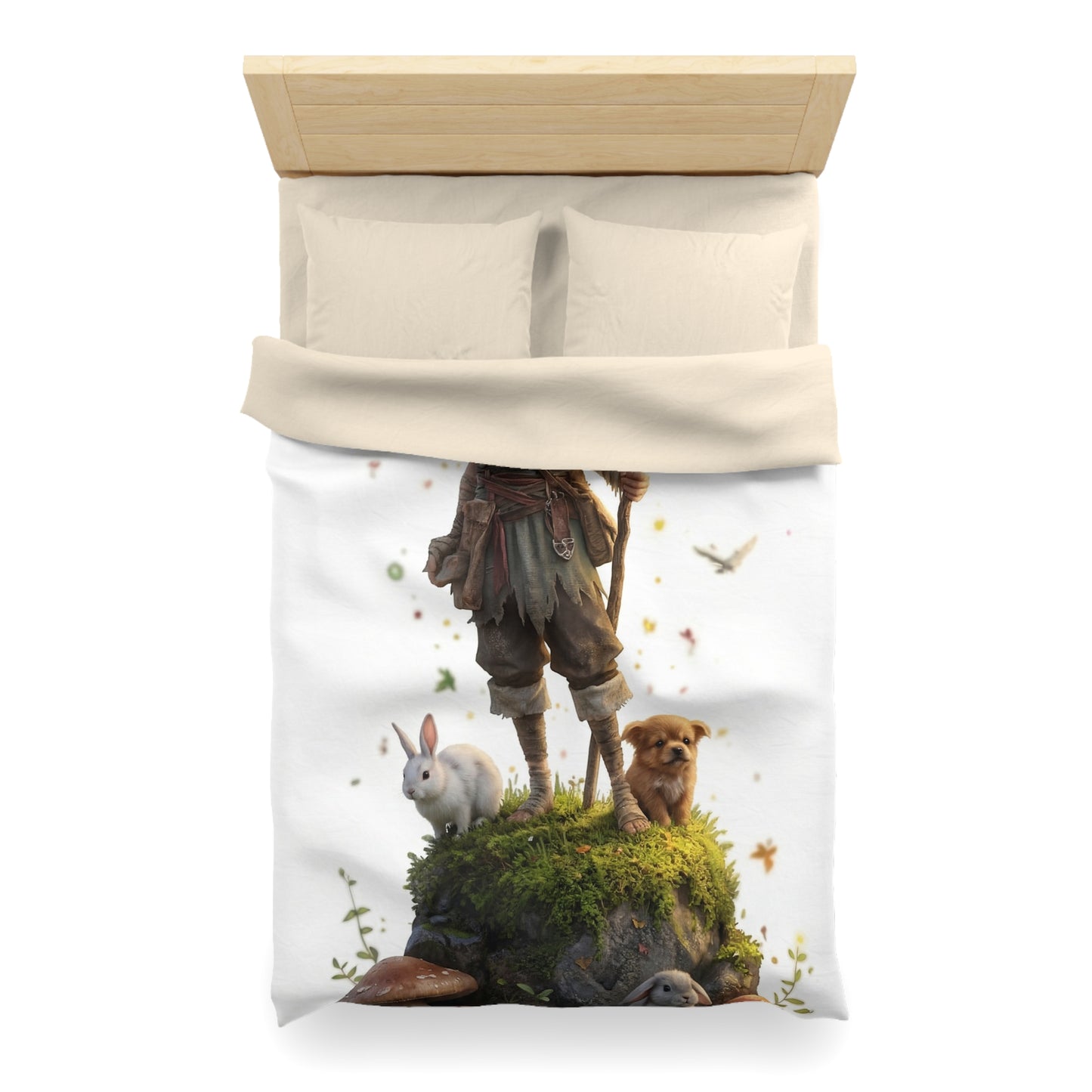 Forest Sentinel Microfiber Duvet Cover – Luminescent Deerhorn Guardian Dreamscape